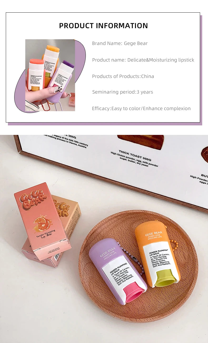 Gege Bear Large Capacity Lip Balm Keychain Pendant, Hydrating & Moisturizing Lip Care, Perfect as Lipstick Base & Accessory