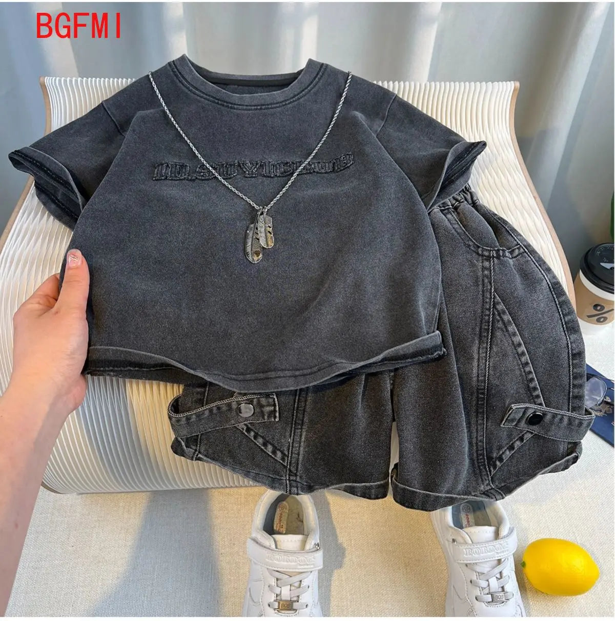 Hot Sale Fashion Baby Boy Suit Summer Clothes Short Sleeve T-shirt Short Jeans 2 Piece Set Kids Outfit  Children's Costume