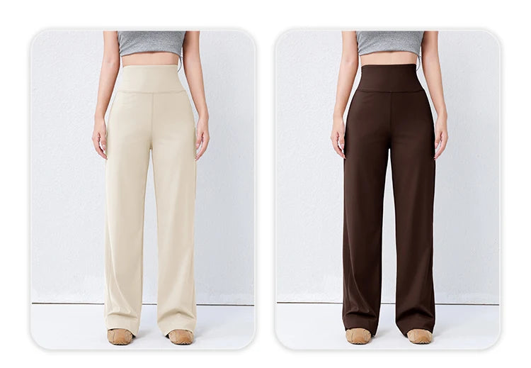 Women's High Waist Yoga Pants Loose Fit Straight Wide Leg Solid Color Spring Outdoor Wear Sports Fitness