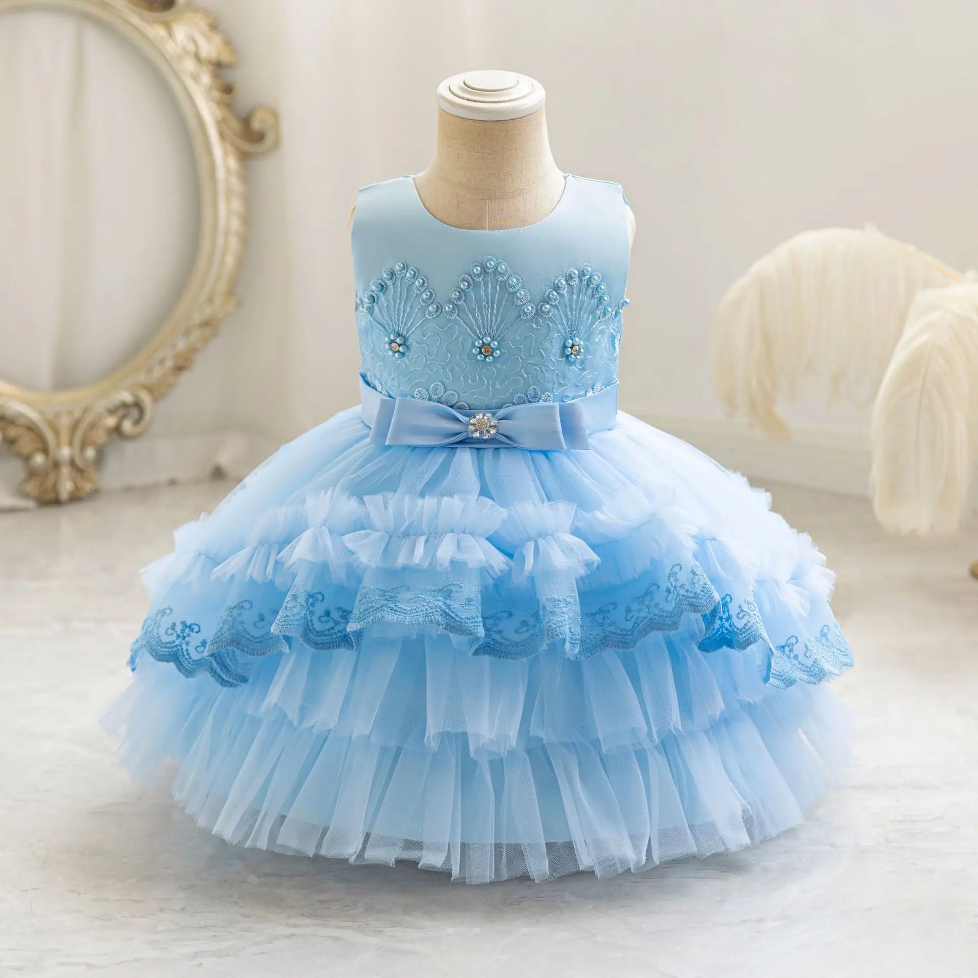 Party Dresses For Girl Formal Prom Wedding Dress Beaded Embroidery Mes –  Mom & Kids
