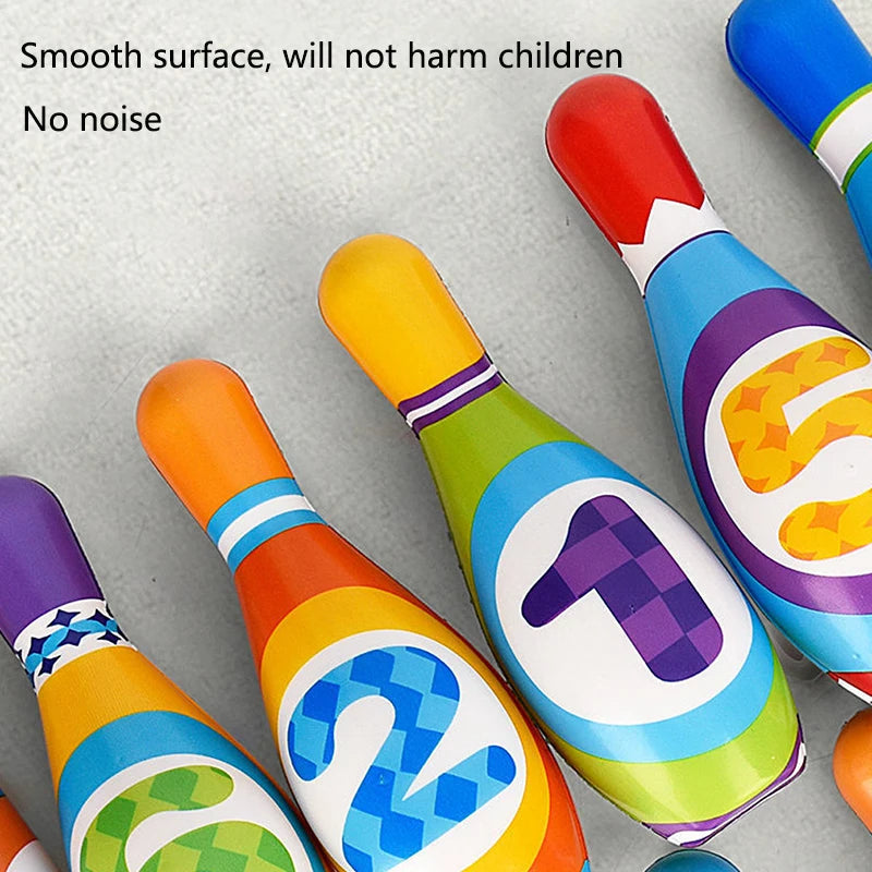 Child Bowling Toys Sets Toddlers Fun Educational Games Safe Soft PU Cotton Bowling Pins And Balls Kids Outdoor Indoor Sports