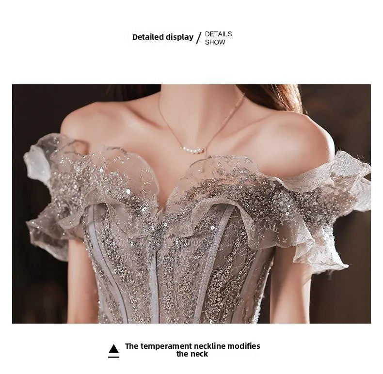Banquet Evening Dress for Women New Style Spring and Summer One Shoulder Elegant Annual Meeting Host Fairy Style Birthday Dress