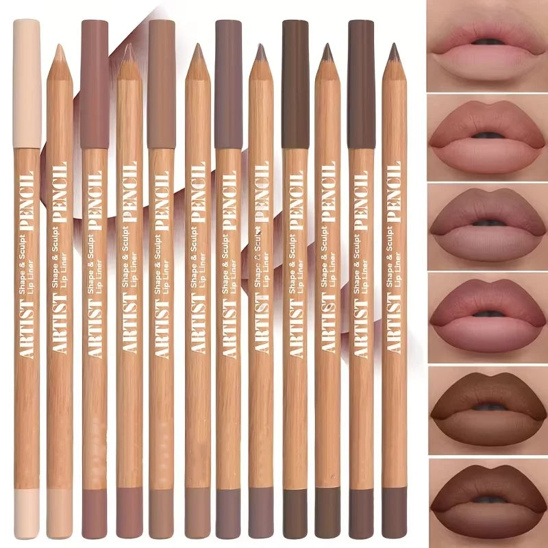 Velvet Matte Lip Liner Set - Long-Lasting Versatile Shades Longlasting Lip Makeup Berry, Brown, Pink Lip Pencil