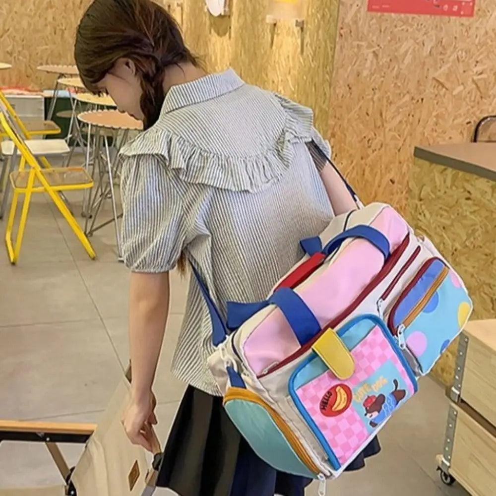 Large Capacity Dopamine Travel Bag Multiple Pockets Dedicated Shoe Compartment Travel Duffle Bag Colorful Water-resistant