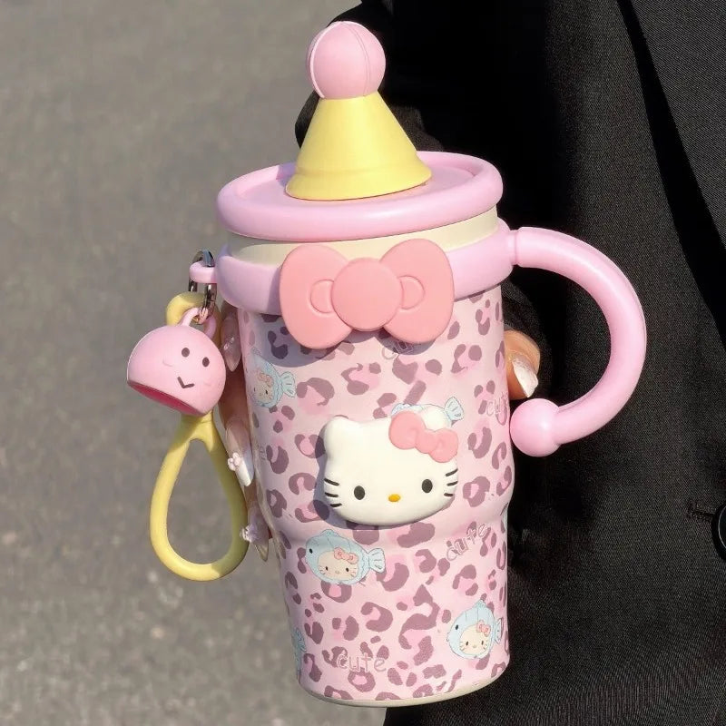 Hello Kitty Stainless Steel Water Bottle Vacuum Insulated Thermal Flask Keep Hot & Cold Kawaii Cartoon Portable for Women Girls