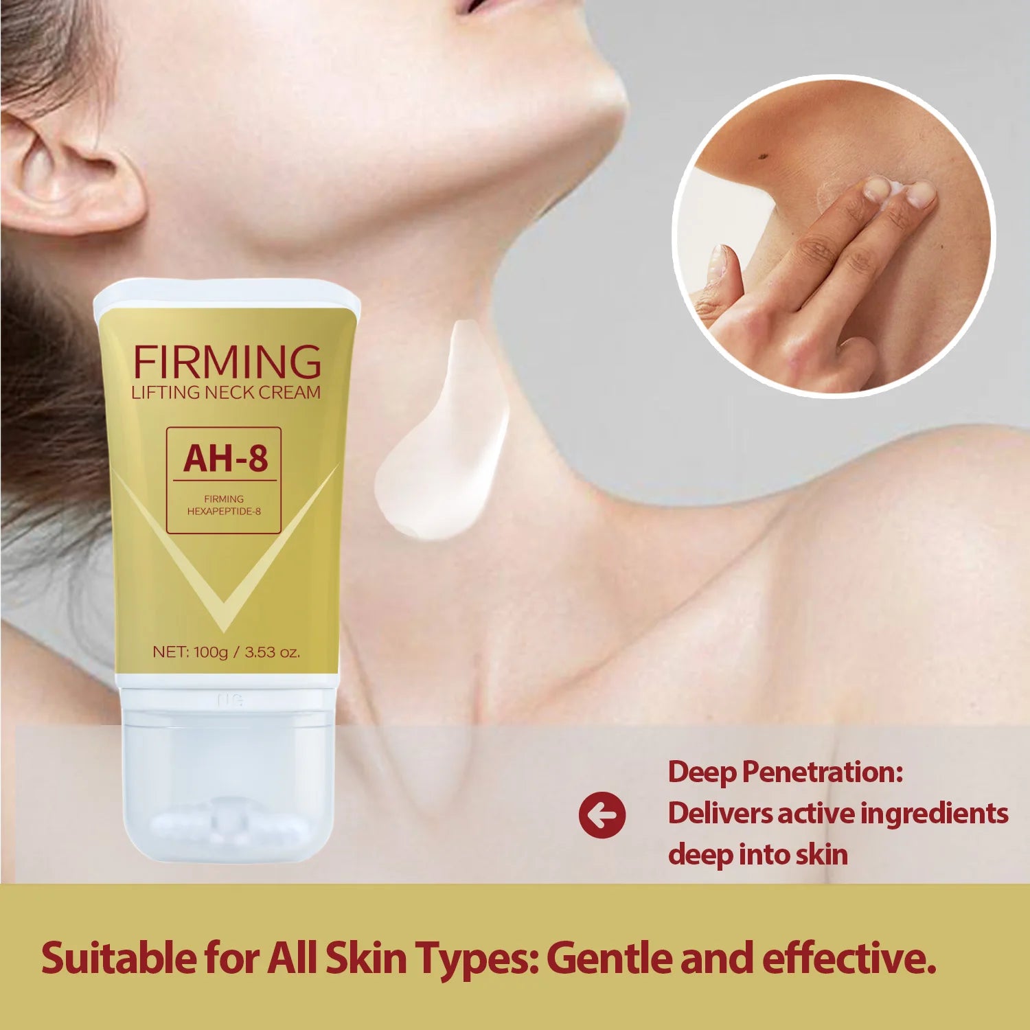 Firming Lifting Neck Cream for Crepey Skin Comfort Roller Neck Cream Deeply Moisturizing Tightening Lotion Skin Care