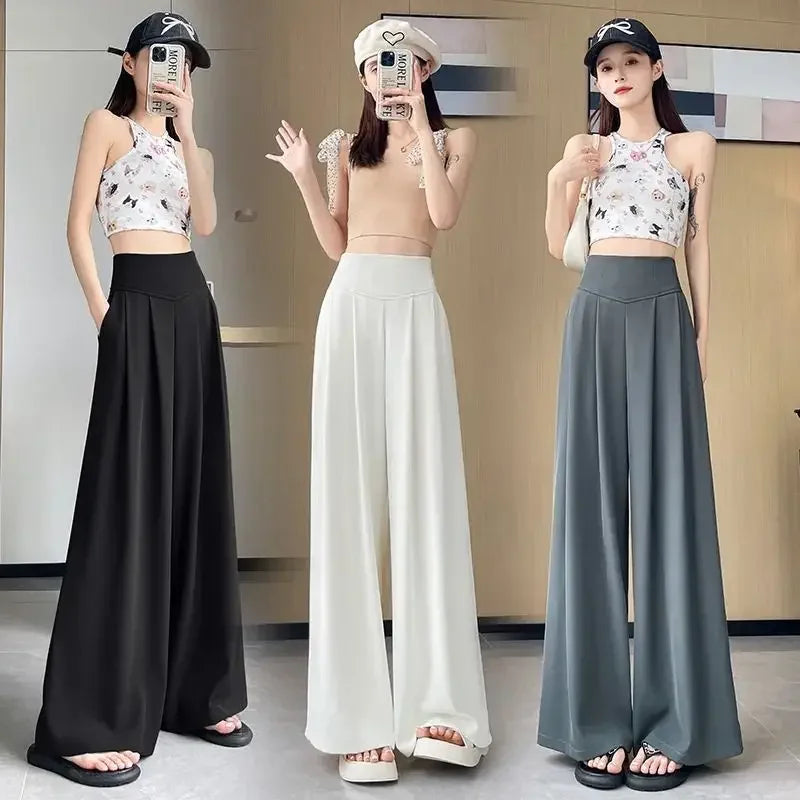 High Waist Wide Leg Straight Cut Casual Loose Long Pants Women's Suit Pants Spring Summer New Arrival Floor Length Trousers