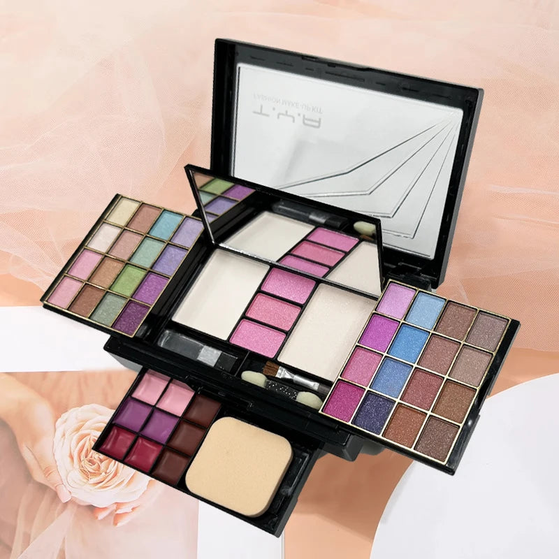 Makeup set 46 colors Pearl eye shadow Powder puff Powder blusher Lip gloss set combination T6145