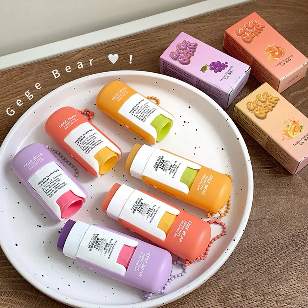 Gege Bear Large Capacity Lip Balm Keychain Pendant, Hydrating & Moisturizing Lip Care, Perfect as Lipstick Base & Accessory