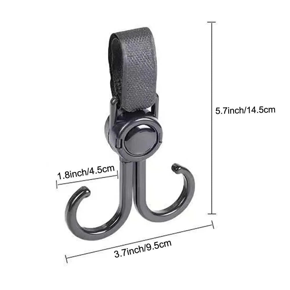 360 Degree Rotating Heavy Duty Handlebar Hanging Clamp On Heavy Duty Stroller Hook Double Hook Hands Free Hanging Hook Stroller (Available)