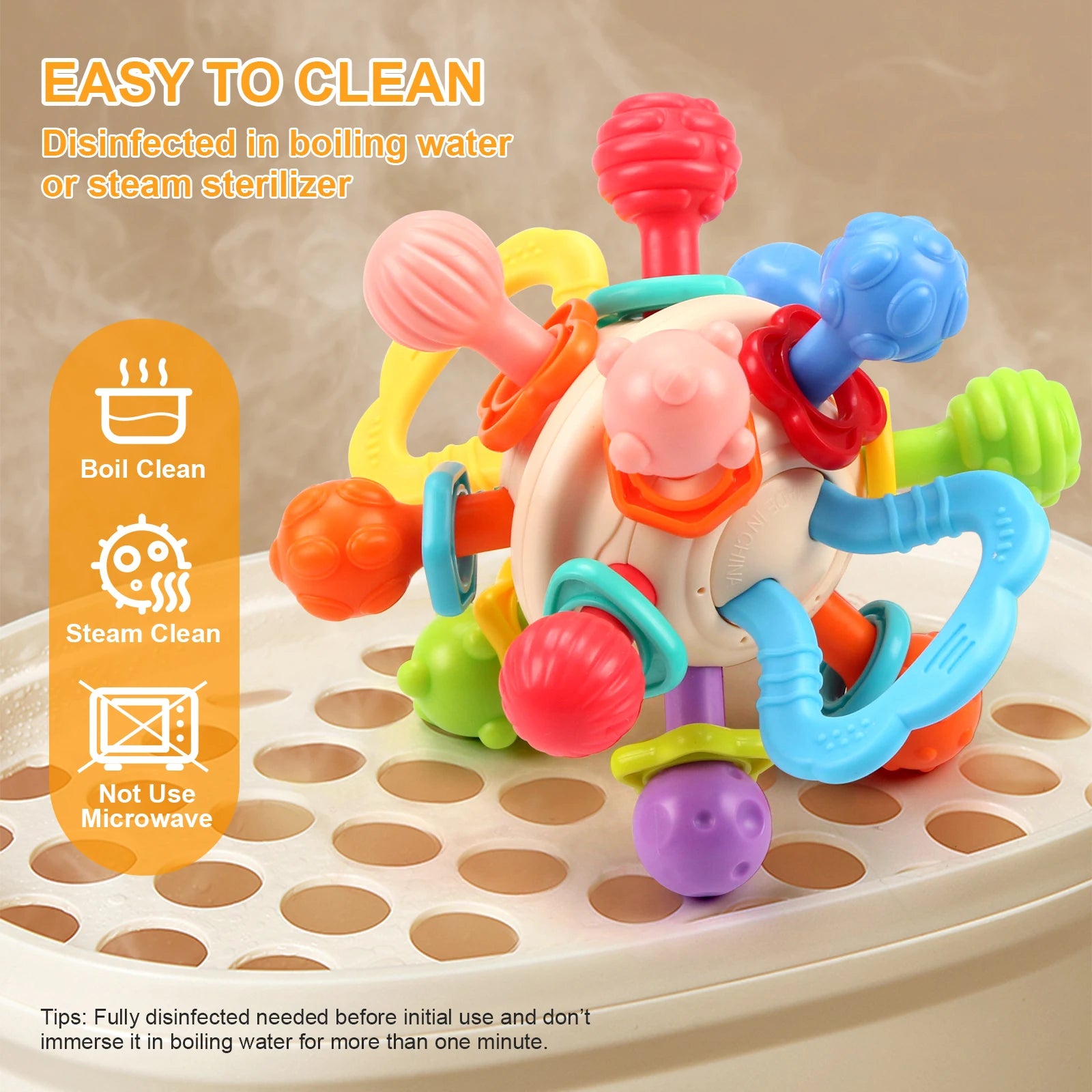 Baby Toy Manhattan Round Ball Soft Silicone Hand Grab Ball Rattle Infantil Chewable Teethers Toys For Infant 0-12months