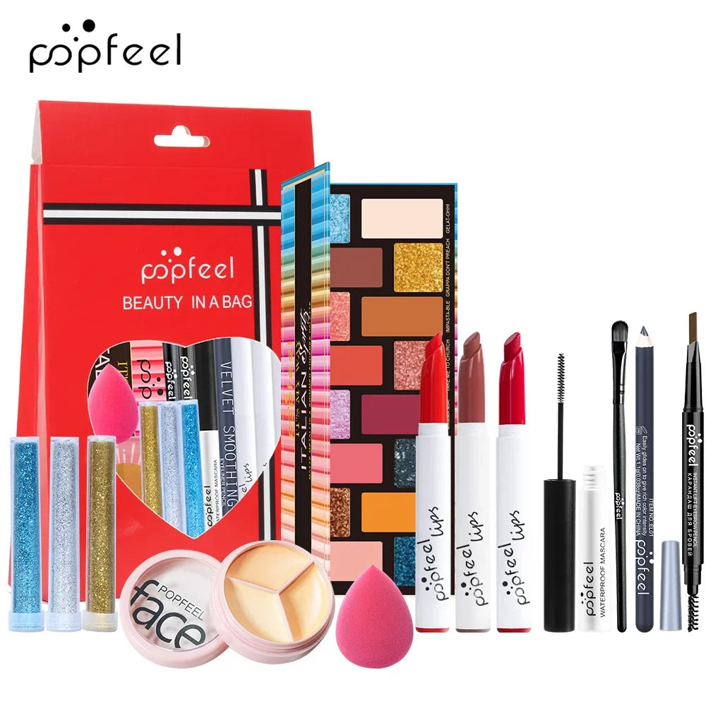 Best-Selling Popfeel Makeup Kit Full Set All in One Eye Shadow Eyebrow Eyeliner Lipstick Contour Powder Luxe Sets Gift Cosmetics