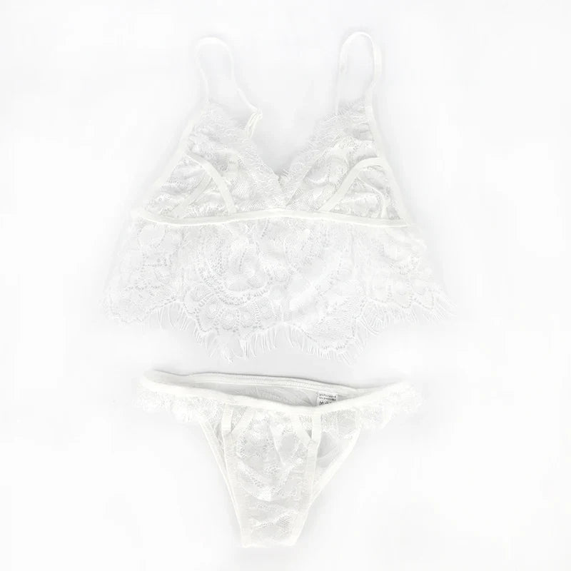 Sexy Lingerie Underwear Suits For Women Lingerie Thong Solid Lace White Vest Camisole Tube Top Panties Christma Bodysuit Sets