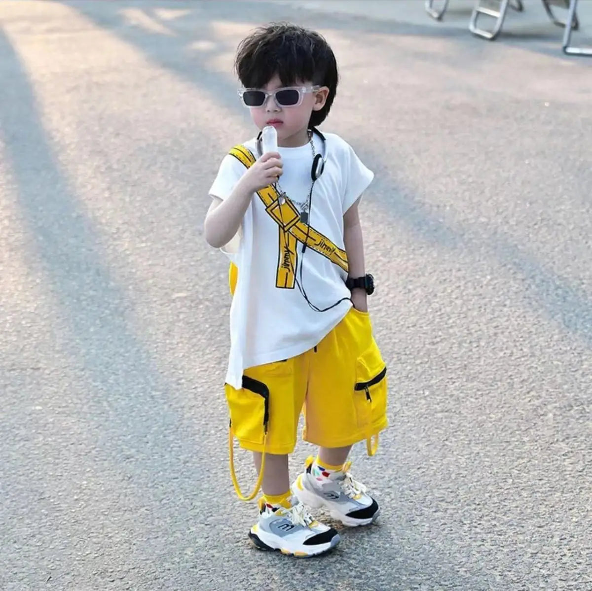 Korean Kids Outfit  Boys Summer Sports Set Outdoor Clothes for Children Pure Cotton Sleeveless T-shirt Shorts Two-piece Set
