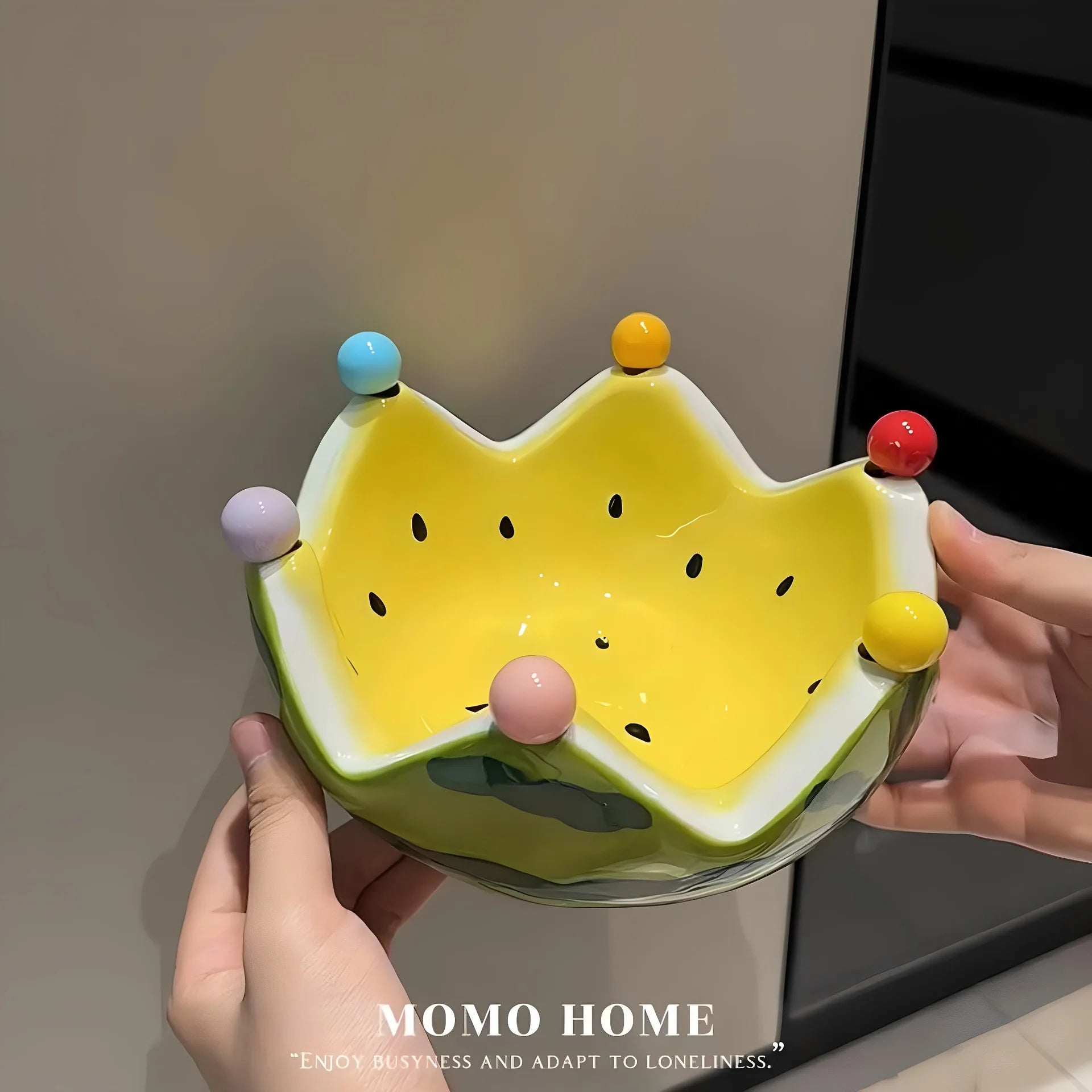 Watermelon Fruit Plate Creative Ceramic Fruit Fork Set Large Capacity Living Room Coffee Table Fruit Bowl Plate Cute  Ornaments