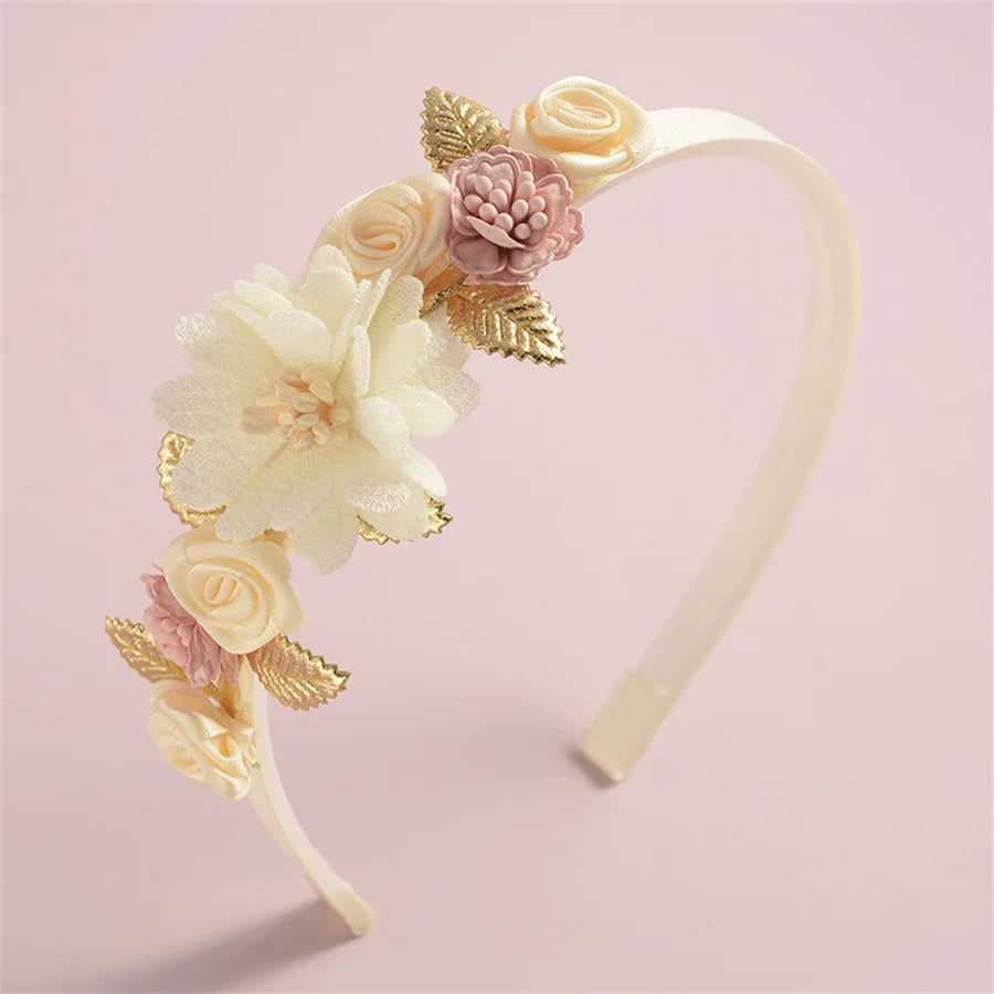 Advanced Handmade Flower Girls Headbands Cute Pearl Feather Wedding Crown Princess Dance Party Headwear Fashion Hoop Accessories