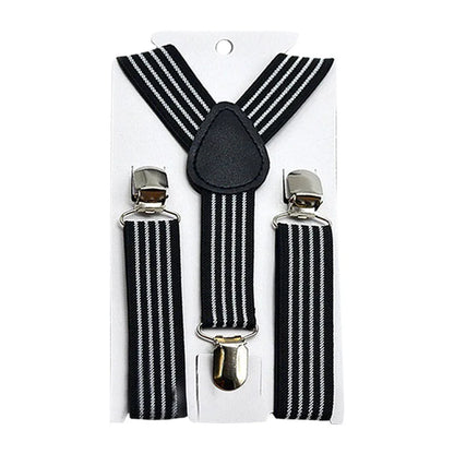 2.5cm Children's Suspender Adjustable Straps Buckles Length Clothing with Three Elastic Clips Suspender Kids Wedding Accessories