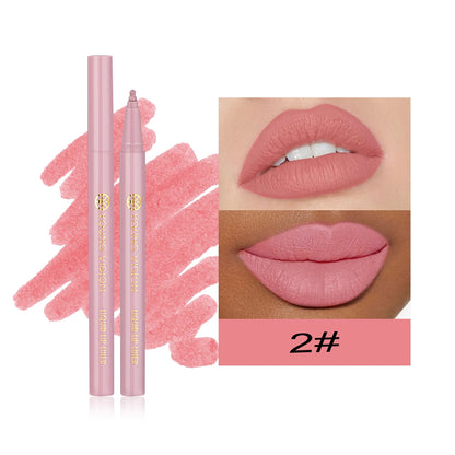 12 color matte liquid lipliner sponge gourd head fog surface bare color waterproof lip glaze red pen