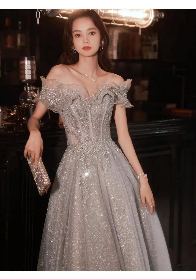 Banquet Evening Dress for Women New Style Spring and Summer One Shoulder Elegant Annual Meeting Host Fairy Style Birthday Dress