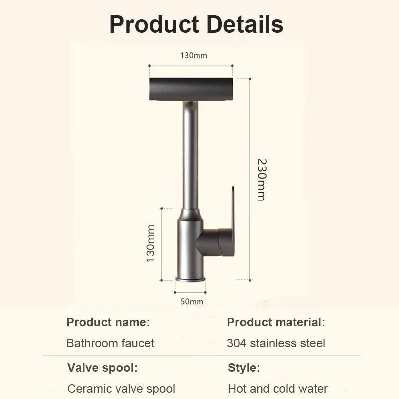 Basin Faucet Kitchen Sink Faucet Stainless Steel Hot and Cold Tap Toilet Water Mixer Tap Bathroom Accessories