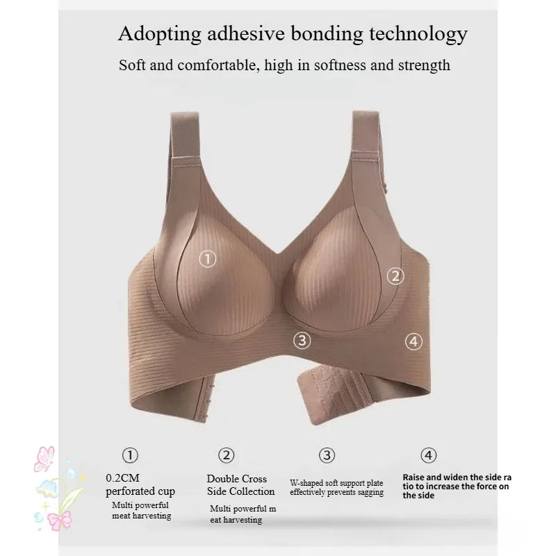Women Widened Lifting Non Slip Shoulder Strap Bra Simple and Casual No Trace Beautiful Back Full Cup Size Adjustable Underwear