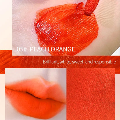 PEACHWHO Ruby Velvet Foggy Lip Glaze Matte Lip Stain Moisturizing Longlasting Waterproof Natural Smooth Silky Lipstick Cosmetics