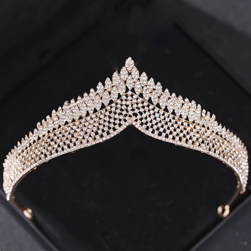 Gold Crystal Tiaras And Crowns Headband Rhinestone Prom Diadem Crown Bridal Wedding Hair Accessories Jewelry Crown Tiara Gift