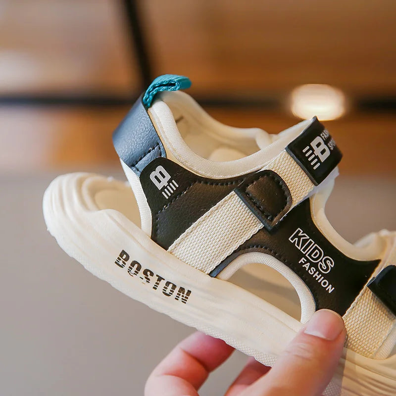 New Hot Sales Black Beige Soft Boys Girls Beach Shoes Casual Non-slip Kids Baby Sports Sandals