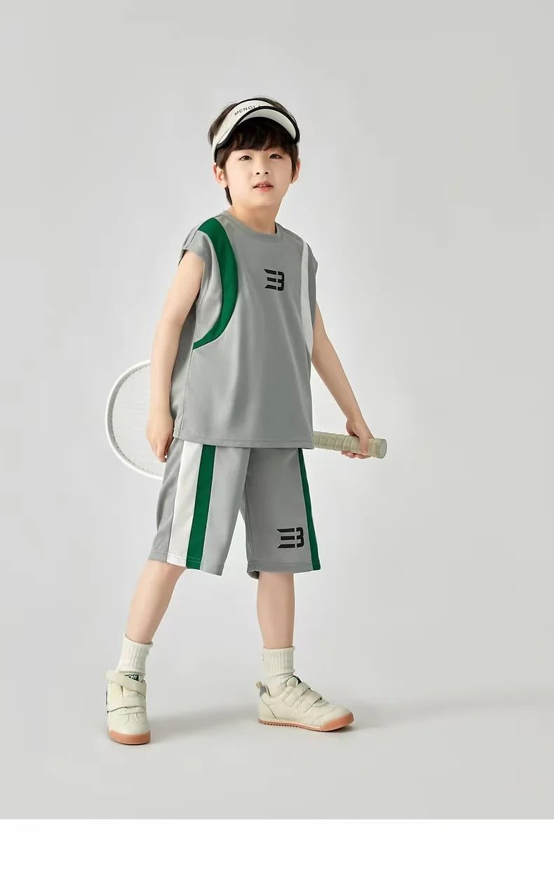 Boys Basketball Suit Summer Sportswear Comfortable Suit Vest Lightweight Shorts Children's Korean Version Handsome Two-piece Set