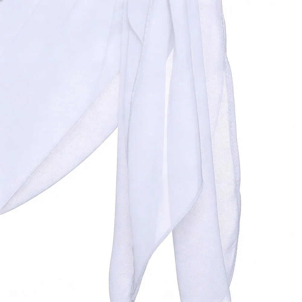 Summer Women Short Solid Sarong Swimsuit Coverups Beach Bikini Wrap Sheer Short Skirt Chiffon Skirt Scarf Swimwear Cover-ups