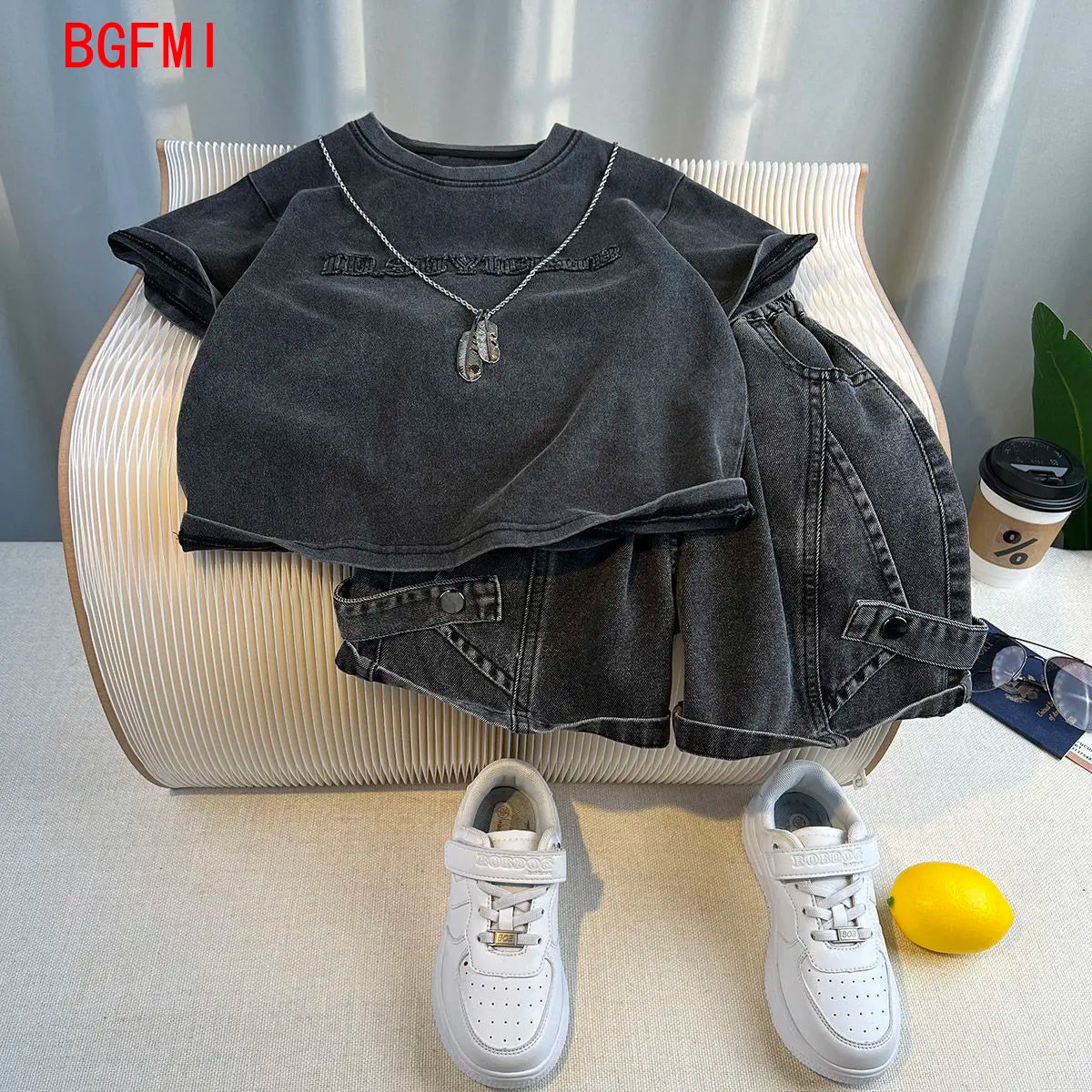 Hot Sale Fashion Baby Boy Suit Summer Clothes Short Sleeve T-shirt Short Jeans 2 Piece Set Kids Outfit  Children's Costume