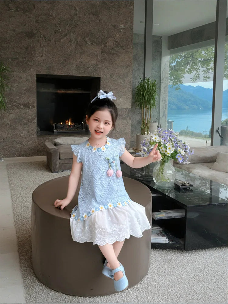 New Children's Fly-sleeved Skirt Summer Dress Girls Princess Dress Girls Vest Skirt