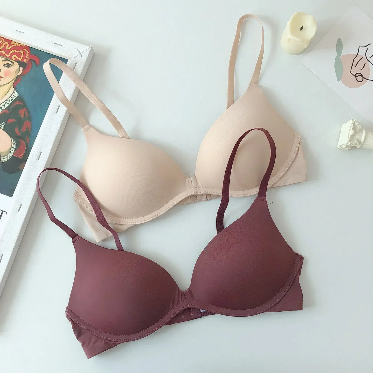 Bras for Women Seamless Backless Underwear Sexy Lingerie 3/4 Cup Bralette Top Wireless Brassiere Intimates Japanese Simple Bra