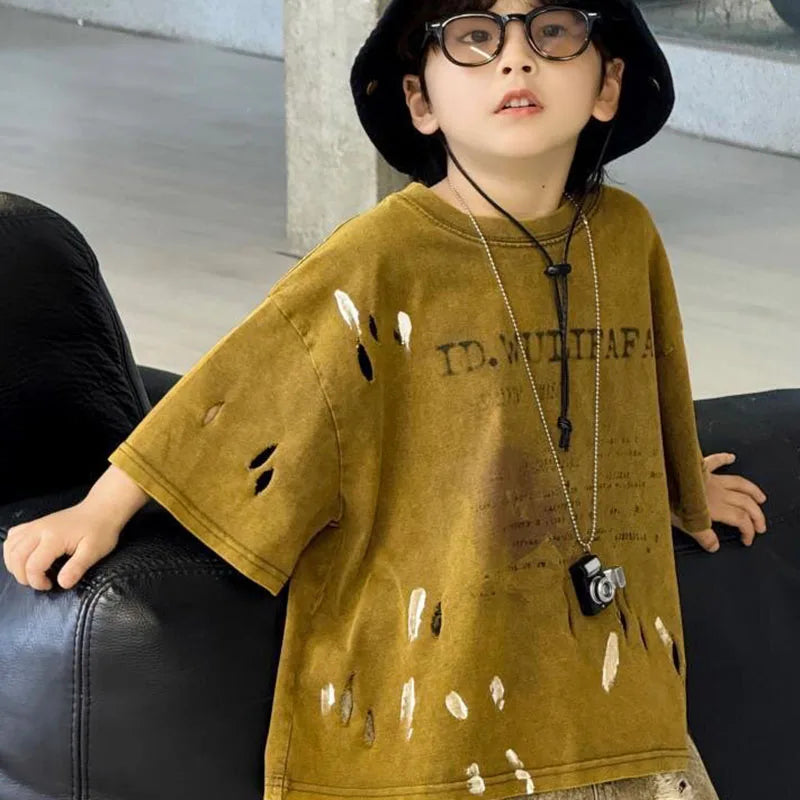 Boys Clothing Set  Korean Loose Shirts+shorts 2pcs/set Sport Suits for Kids Teenager Tracksuits Casual Baby Outfits Clothes