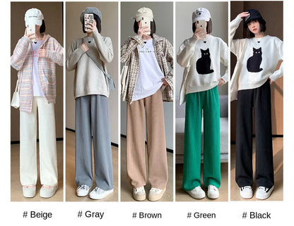 Thin Summer Wide-leg Pants Ice Filament Permeability Women Spring  Women Elastic Waist Stright Long Wide Leg Pants Casual Female