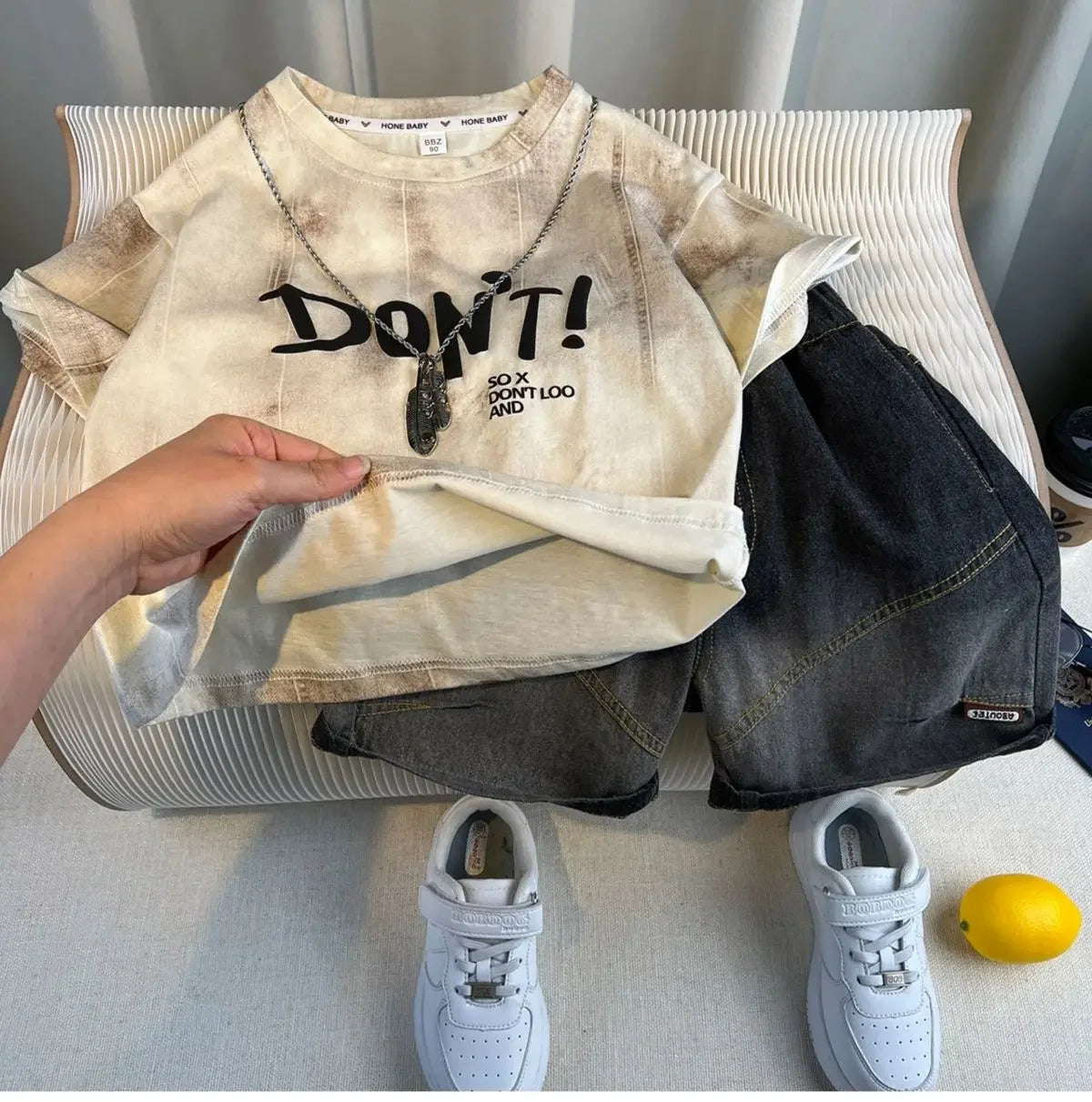 Hot Sale Fashion Baby Boy Suit Summer Clothes Short Sleeve T-shirt Short Jeans 2 Piece Set Kids Outfit  Children's Costume