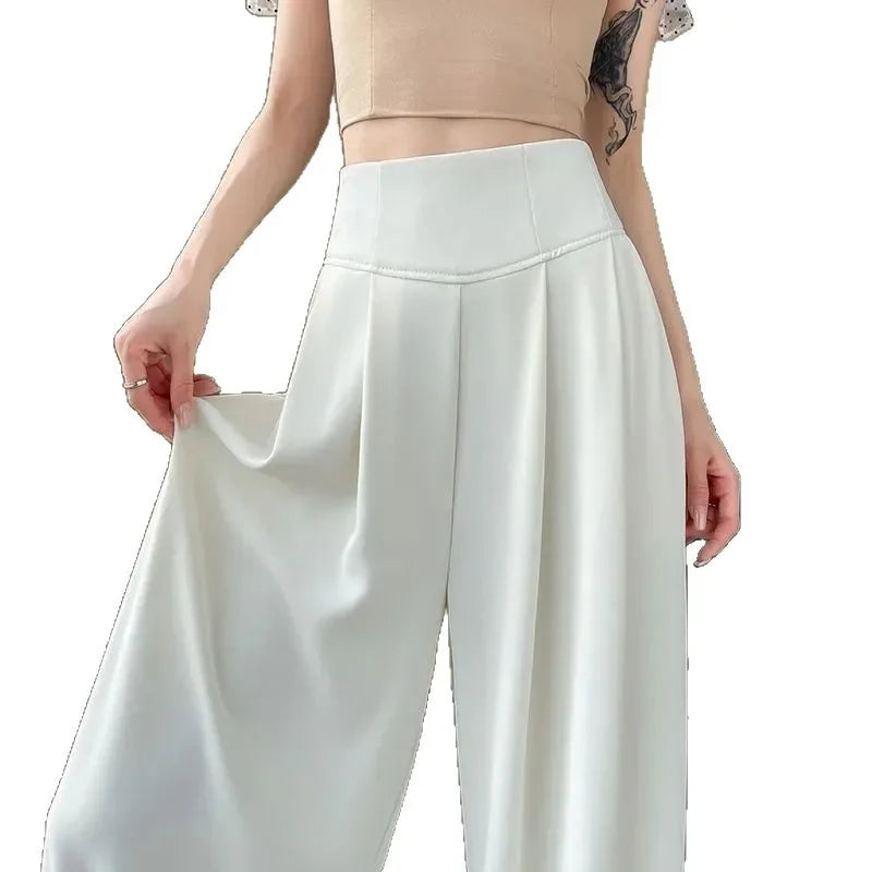 High Waist Wide Leg Straight Cut Casual Loose Long Pants Women's Suit Pants Spring Summer New Arrival Floor Length Trousers