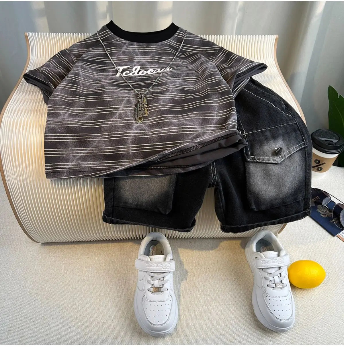 Hot Sale Fashion Baby Boy Suit Summer Clothes Short Sleeve T-shirt Short Jeans 2 Piece Set Kids Outfit  Children's Costume