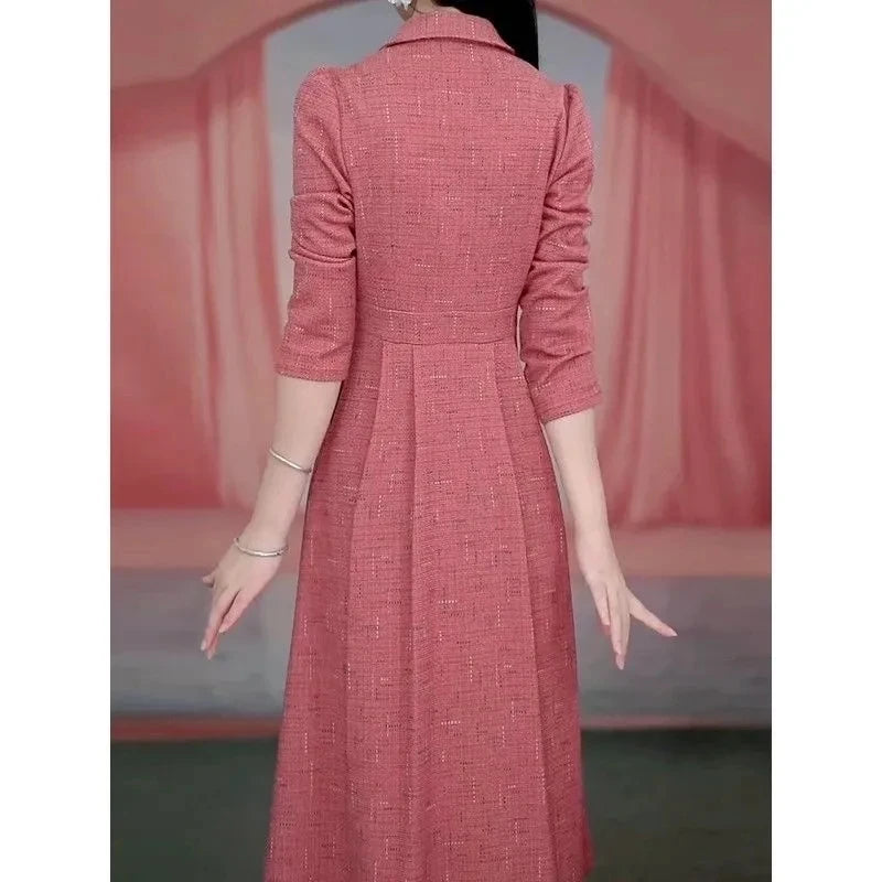 Western-style Women's Dress  Spring Autumn Female Fashion New Temperament Long-sleeved Dresses Korean Shrinking Slim Dress.