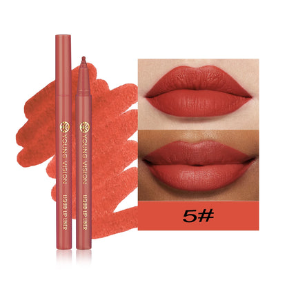 12 color matte liquid lipliner sponge gourd head fog surface bare color waterproof lip glaze red pen