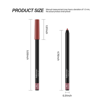 Lipliner Pencil Waterproof Matte Red Contour Tint Lipstick Long Lasting Non-stick Cup Moisturising Lips Makeup 12 Colors