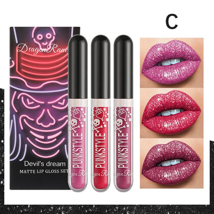 Lip Glaze Long-Lasting Matte Glitter Non-Fading Non-Stick Cup Non-Fading Lip Gloss Metal Shiny Lip Gloss Valentine's Day Gift Lip Glaze
