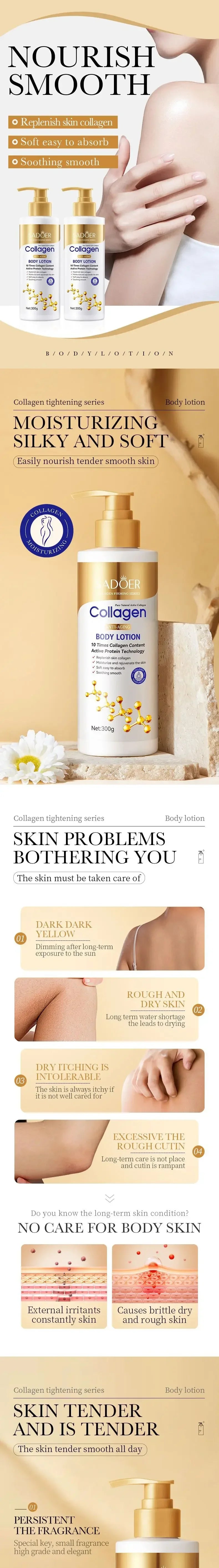 Collagen Milk Bleaching Face Body Cream Whitening Cream Skin Whitening Moisturizing Body Lotion Skin Lightening Cream Body Care