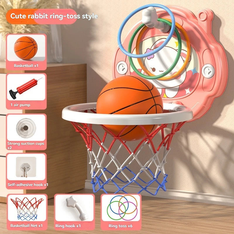 New Children's Basketball Frame Indoor Shooting Hanging Baby Basketball Stand 1-5 Year Old Baby Home Ball Toy No Punching