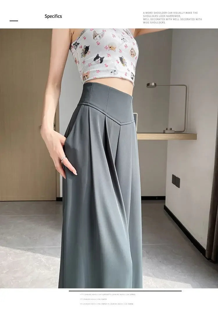 High Waist Wide Leg Straight Cut Casual Loose Long Pants Women's Suit Pants Spring Summer New Arrival Floor Length Trousers