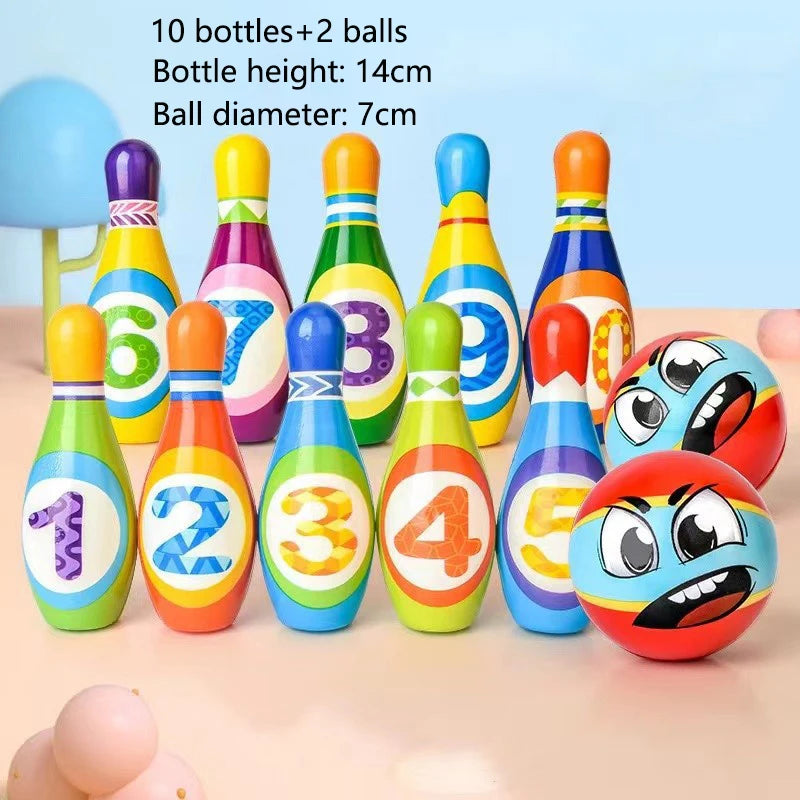 Child Bowling Toys Sets Toddlers Fun Educational Games Safe Soft PU Cotton Bowling Pins And Balls Kids Outdoor Indoor Sports