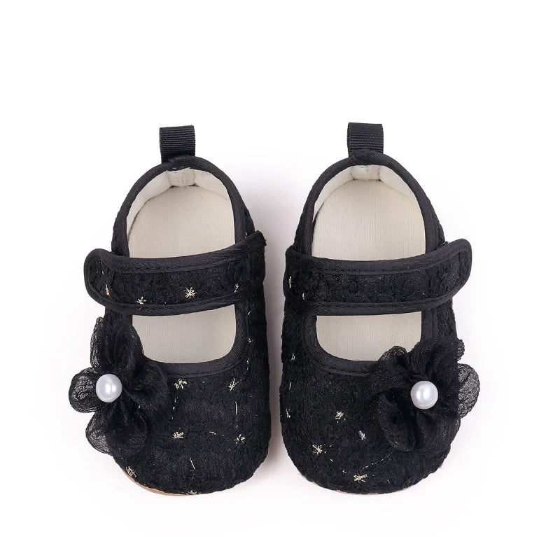 Baby Girls Princess First Walking Toddler Shoes With High Quality Embroidery Design And TPR Sole For 0-18M Baby