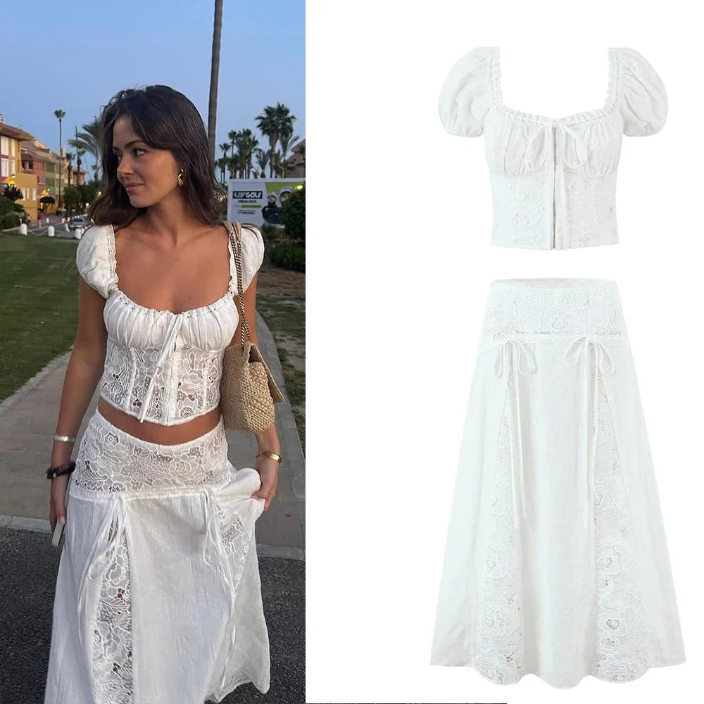 Mingmingxi New in Matching Sets Elegant Off The Shoulder Cropped Top and Flared Skirt Sexy Outfits Two-piece Set Women 2025