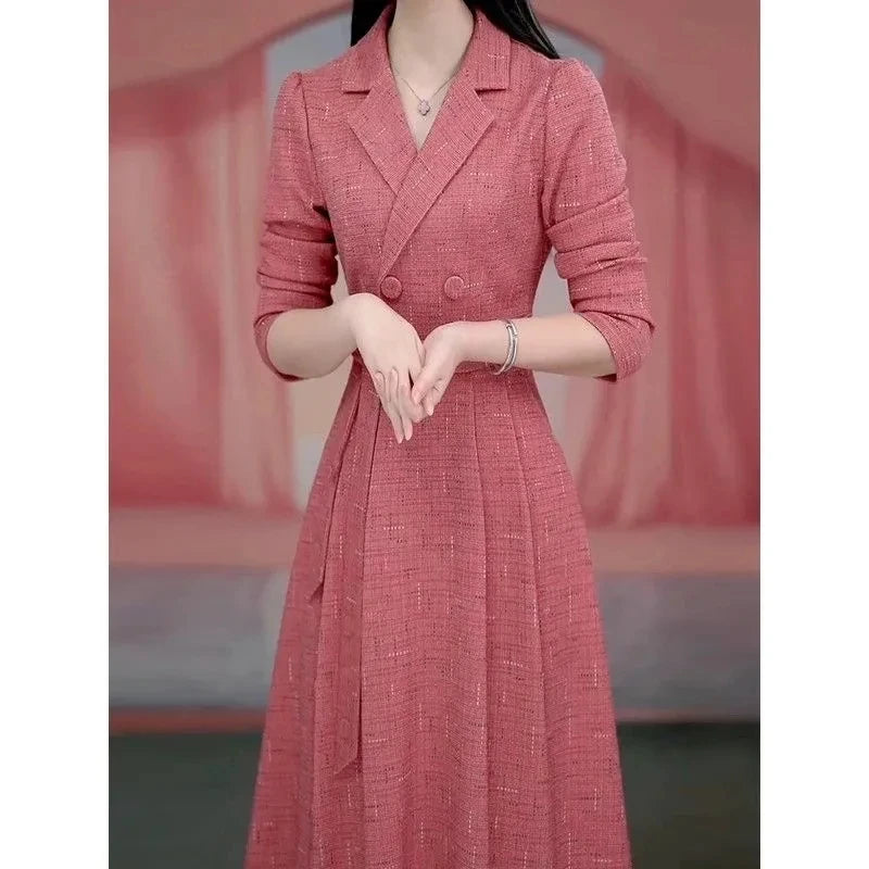 Western-style Women's Dress  Spring Autumn Female Fashion New Temperament Long-sleeved Dresses Korean Shrinking Slim Dress.