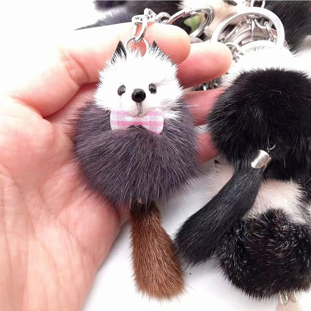 Women Charm Pendant Bags Fur Ball Pom Accessories Mink Fur Key Ring Keychain Key Chains